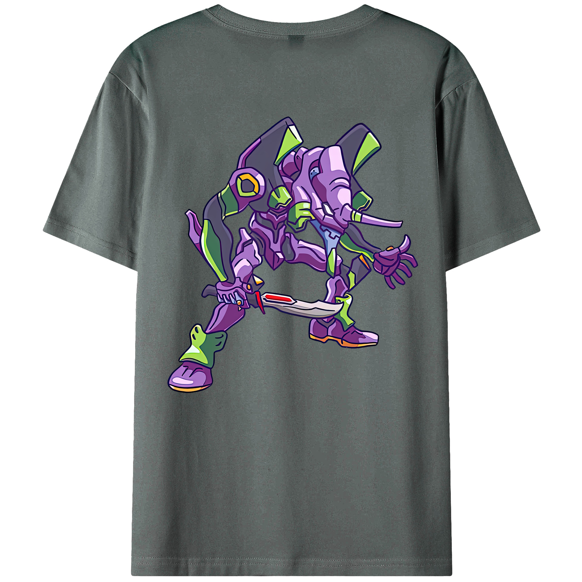 （画像用） EVA 新世紀エヴァンゲリオン 綿100％ メンズ半袖Tシャツ（バックプリント） 通気性
